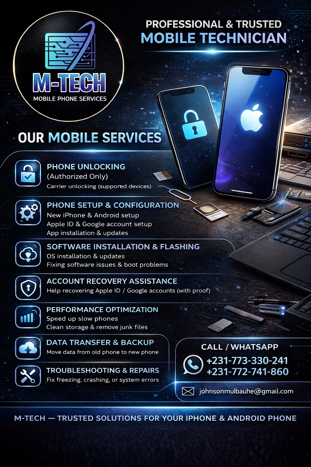 M-TECH mobile services poster