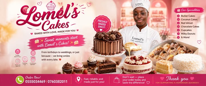 Lomel's Cakes Promotional Banner